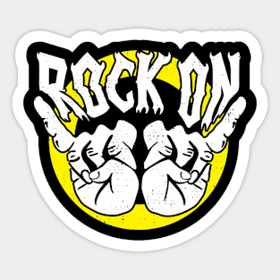 Rock On Yellow Distress Lover Sticker